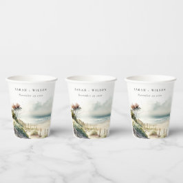 ダスクエレガントキーコースタルサンドビーチシースケープ結婚ズ 紙コップ