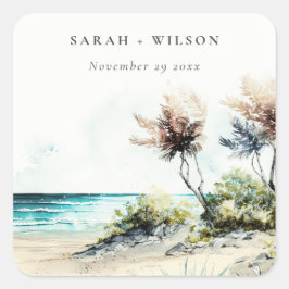 ダスクエレガントキーコースタルパームビーチシースケープ結婚ズ スクエアシール