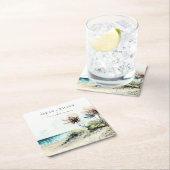ダスクエレガントキーコースタルパームビーチシースケープ結婚ズ スクエアペーパーコースター (インサイチュ)