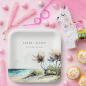 ダスクエレガントキーコースタルパームビーチシースケープ結婚ズ ペーパープレート (パーティー)