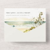 ダスクエレガントキー沿岸ビーチサンシースケープズ結婚ス オールインワン招待状 (裏面)