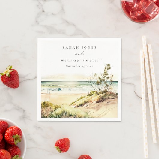 ダスクエレガントキー沿岸ビーチサンシースケープズ結婚ス スタンダードカクテルナプキン (インサイチュ)