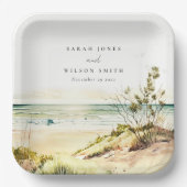 ダスクエレガントキー沿岸ビーチサンシースケープズ結婚ス ペーパープレート (正面)