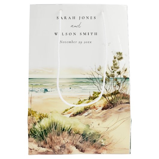 ダスクエレガントキー沿岸ビーチサンシースケープズ結婚ス ミディアムペーパーバッグ (裏面)