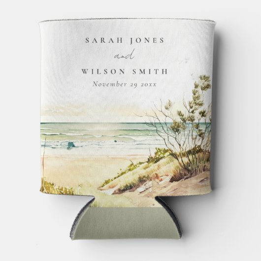 ダスクエレガントキー沿岸ビーチサンシースケープズ結婚ス 缶クーラー (正面)