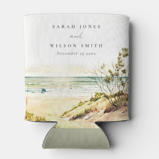 ダスクエレガントキー沿岸ビーチサンシースケープズ結婚ス 缶クーラー (裏面)