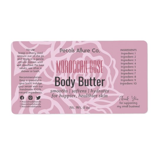 ダスクエレガントバラピンクフローラ瓶の製品ラベル ラベル (正面)