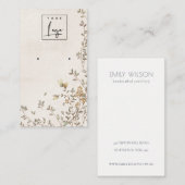 ダスクエレガントフローラつる植物ロゴイヤリングディスプレイ 名刺 (正面/裏面)