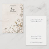 ダスクエレガントフローラつる植物ロゴ3イヤリングディスプレイ 名刺 (正面/裏面)