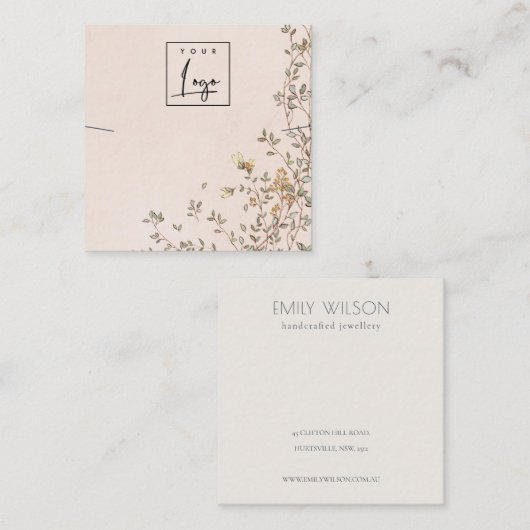 ダスクエレガントフローラ赤面ロゴネックレスディスプレイ スクエア名刺 (正面/裏面)