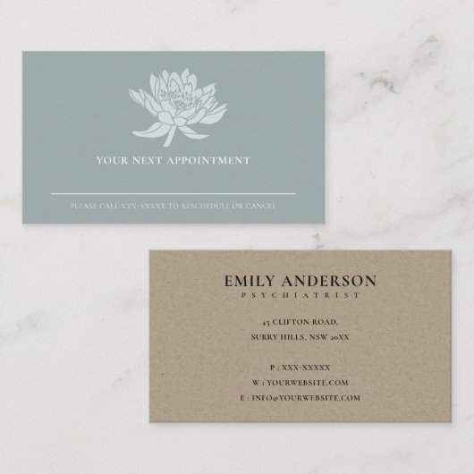 ダスクエレガントーブルーロータスフローラアポイントメント 名刺 (正面/裏面)