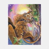 ダスクハンター飛んでいるネコ フリースブランケット (正面)