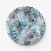ダスクブルーグレーアルコール液体インクの渦巻き旋回 ペーパープレート (正面)