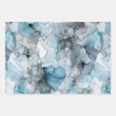 ダスクブルーグレーアルコール液体インクの渦巻き旋回 ラッピングペーパーシート (正面2)