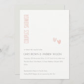 ダスクミニマルエレガントクハートカップルのシャワー 招待状 (正面/裏面)