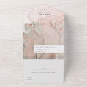 ダスクモダン赤面ピンクローズ金ゴールドアゲート結婚ト オールインワン招待状 (外側)