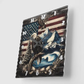 ダスク威厳のあるでアメリカの風景を越えた鷲 スクエア壁時計 (傾斜)