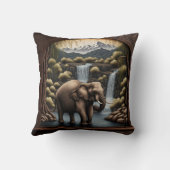 ダスク威厳のあるでゾウが滝をカスケード クッション (裏面)