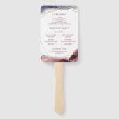 ダスク水彩幾何学的モダン結婚式 プログラム ハンドファン (裏面)