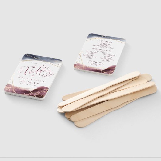 ダスク水彩幾何学的モダン結婚式 プログラム ハンドファン (組立なし)