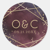 ダスク水彩幾何学的モノグラムモダン ラウンドシール (正面)