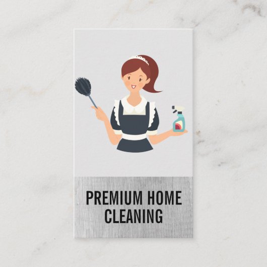 ダスター付きメイドとクリーニングスプレー 名刺 (正面)