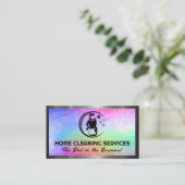 ダスター付きメイド |背カラフル景 名刺 (スタンド正面)