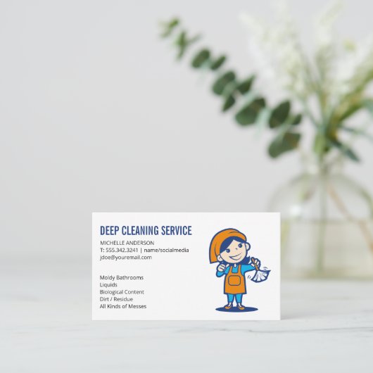 ダスター付き掃除用レディ 名刺 (スタンド正面)