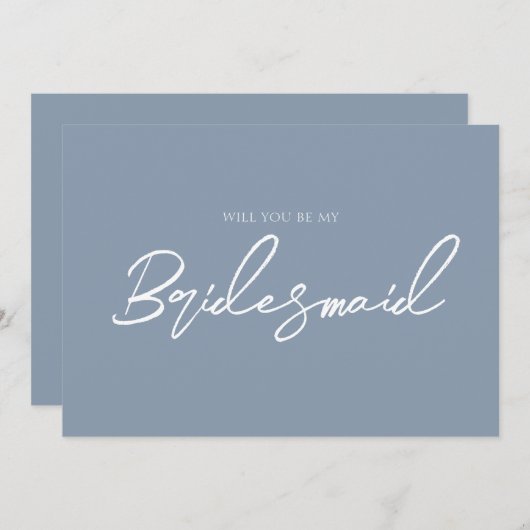 ダスティお洒落ブルーのブミニマルリーデスメイド提案 招待状 (正面/裏面)