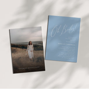 ダスティお洒落ブルーオベビー!フォトベビーシャワー 招待状