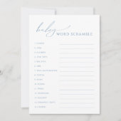 ダスティお洒落ブルーベビー単語スクランブルカード 招待状 (正面)