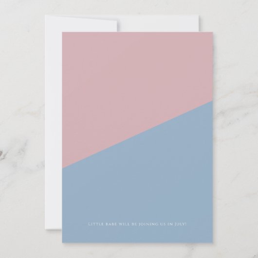 ダスティお洒落ブルー/バラベビー性別の表示 招待状 (裏面)