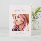 ダスティかわいらしバラ2枚写真卒業パーティー 招待状 (スタンド正面)