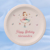 ダスティかわいらしピンクバレリーナガールバースデーパーティー ペーパープレート