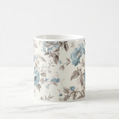 ダスティかわいらしブルー/ライトブラウンフローラ コーヒーマグカップ (中央)