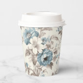 ダスティかわいらしブルー/ライトブラウンフローラ 紙コップ (裏面)