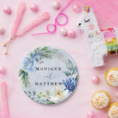 ダスティとネイビーブルーのフローラ結婚ズ ペーパープレート (パーティー)