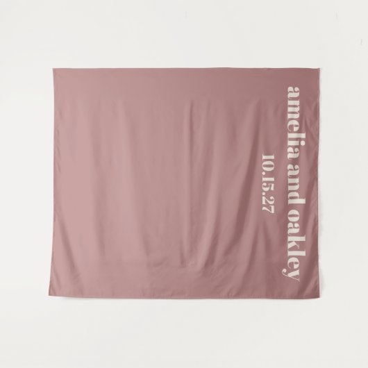 ダスティはっきりしたミニマルバラカスタムウェディング背景 タペストリー (正面(横))