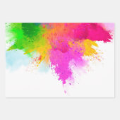 ダスティはっきりしたレインボーカラフルウズトリオパターン ラッピングペーパーシート (正面3)