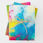 ダスティはっきりしたレインボーカラフルウズトリオパターン ラッピングペーパーシート (インサイチュ)