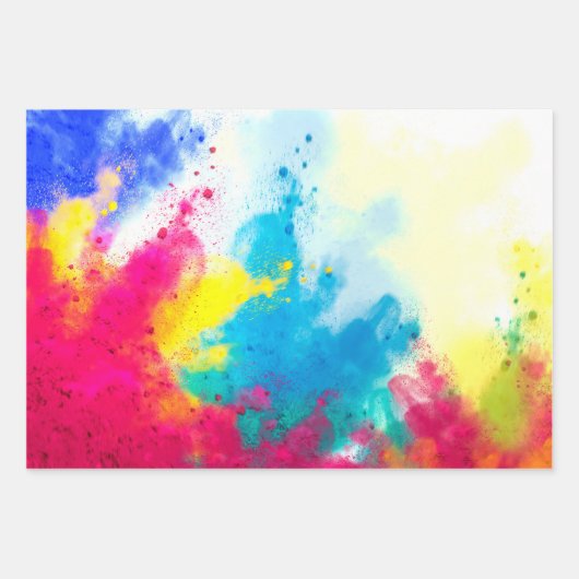 ダスティはっきりしたレインボーカラフルウズトリオパターン ラッピングペーパーシート (正面)