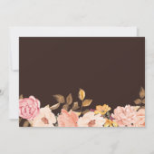 ダスティアクアブルー赤面フローラ結婚式日付を保存 招待状 (裏面)