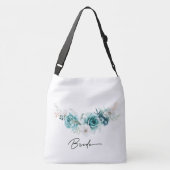 ダスティエメラルドグリーンホワイト結婚フローラの花嫁 クロスボディバッグ (裏面)