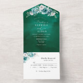 ダスティエメラルドグリーンホワイト結婚フローラ オールインワン招待状 (内側)