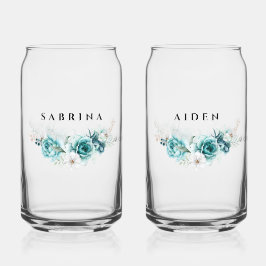 ダスティエメラルドグリーンホワイト結婚フローラ ガラス缶