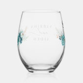 ダスティエメラルドグリーンホワイト結婚フローラ ステムなしワイングラス (右)