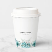 ダスティエメラルドグリーンホワイト結婚フローラ 紙コップ (正面)