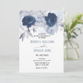 ダスティエレガントアンドネイビーブルーフローラバラ結婚ズ 招待状 (スタンド正面)