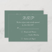 ダスティエレガントグリーンウェディングRSVP招待状カード 出欠カード (正面/裏面)