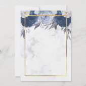 ダスティエレガントグレーブルーフローラ結婚式招待状 招待状 (裏面)